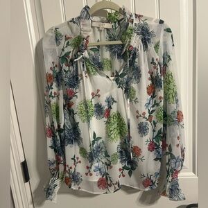Loft Floral Print Long Sleeve Blouse w/White Camisole. Women's Size M